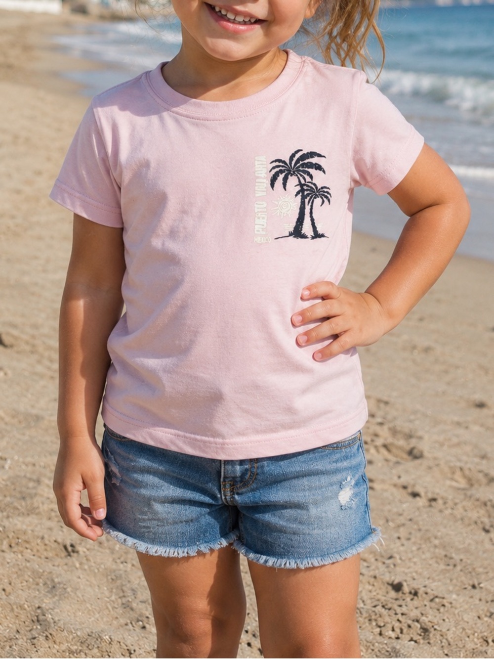 Pink Puerto Vallarta Mexico Palm Tree Shirt Girls Size 4 Tropical Vacation
